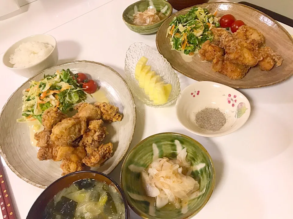 Snapdishの料理写真:#若鶏の唐揚げ晩御飯|ゆりえさん