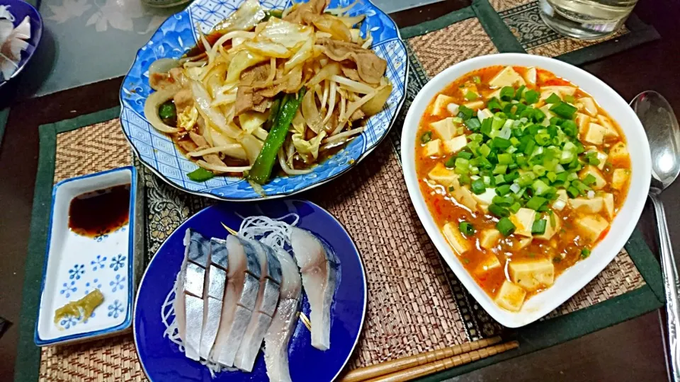 野菜炒め&麻婆豆腐&しめさば|まぐろさん