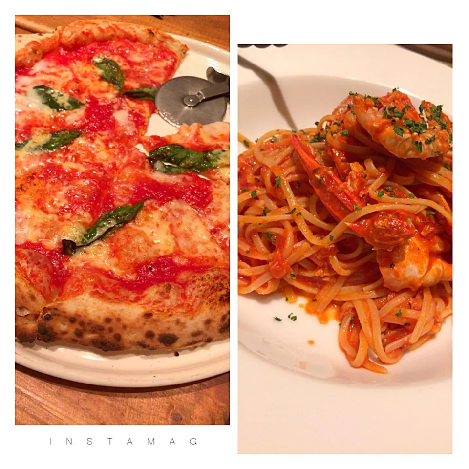 #トマトクリームパスタ #マルゲリータ#ピザ#イタリアン|𝕜𝕪𝟙𝟘𝟚𝟘𝟙𝟠さん