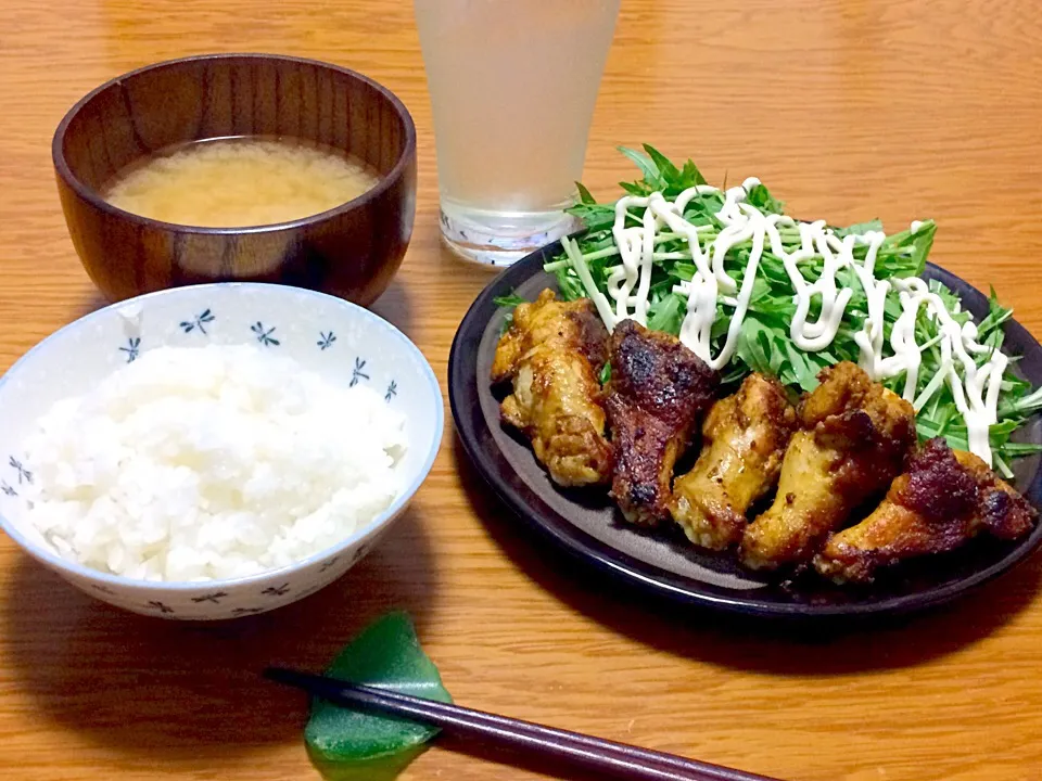 Snapdishの料理写真:2017.4.26晩ご飯『手羽元のスパイス焼き』|風流料理人さん