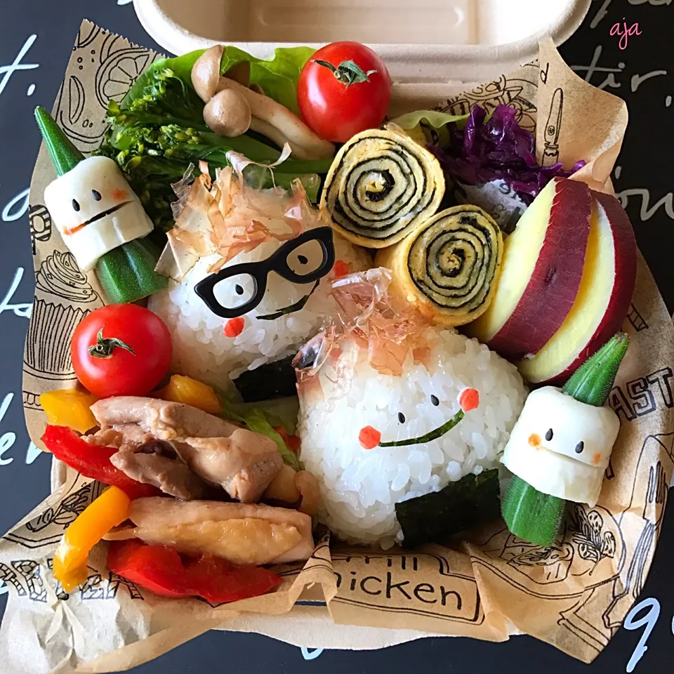 おかかヘアーのおにぎり君弁当🍙|ajaさん