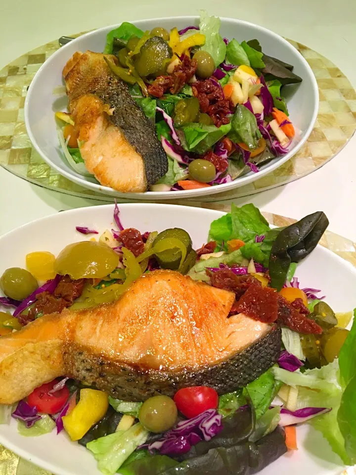 Homemade Teriyaki salmon salad|sarahさん