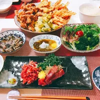 Snapdishの料理写真:筋とろ、てんぷらごはん|けいさん