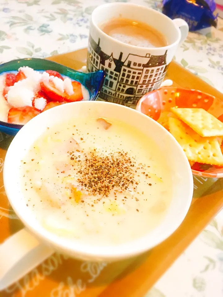 旦那様の朝食 旬のアサリのクラムチャウダー✨|reikoさん