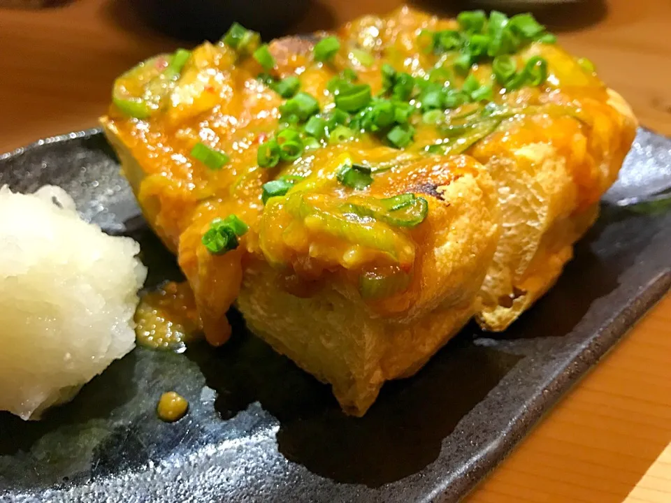 栃尾の油揚げ かんずりネギ味噌焼き|だんちゃんさん