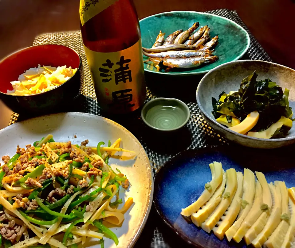 今年の筍料理と純米大吟醸生原酒 蒲原🍶|ぷっくりんこ💙さん