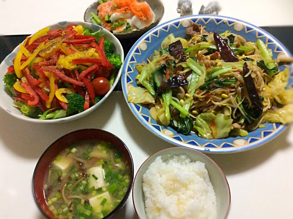 豆もやしの豚肉炒め
塌菜入り 晩御飯|Takeshi  Nagakiさん