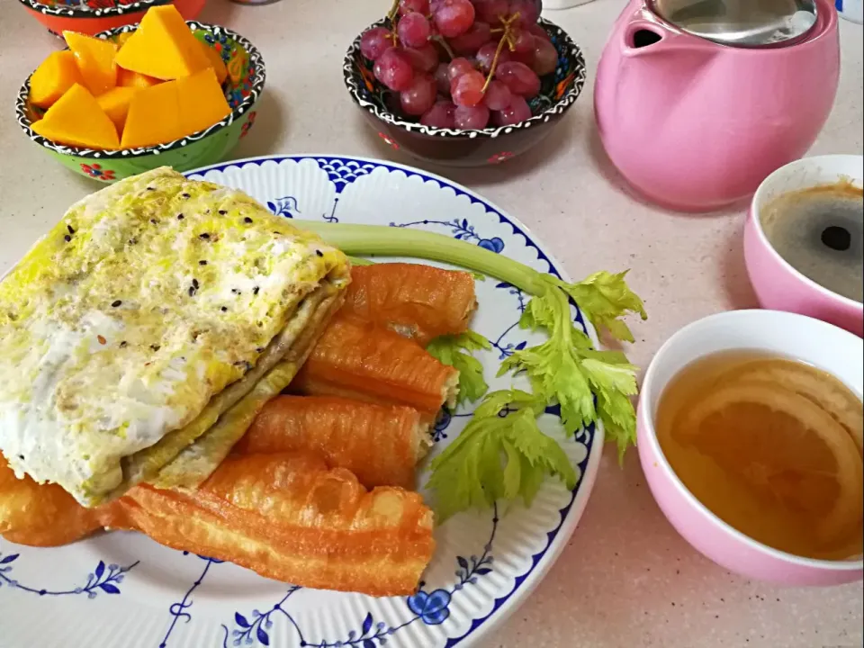 Snapdishの料理写真:早餐🎶煎饼油条|Lilyさん