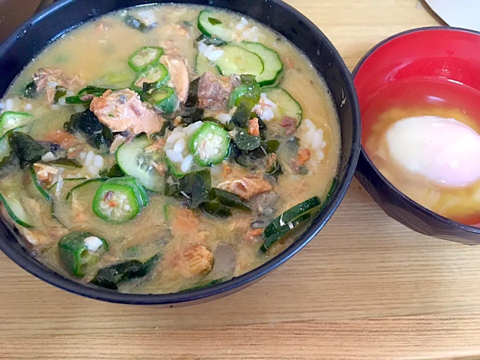 鯖冷汁ご飯と温泉卵|ゆうまなさん