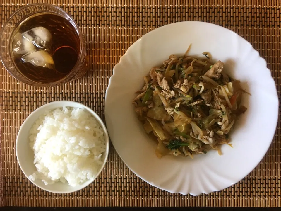 豚肉野菜炒めご飯|ばーさんさん