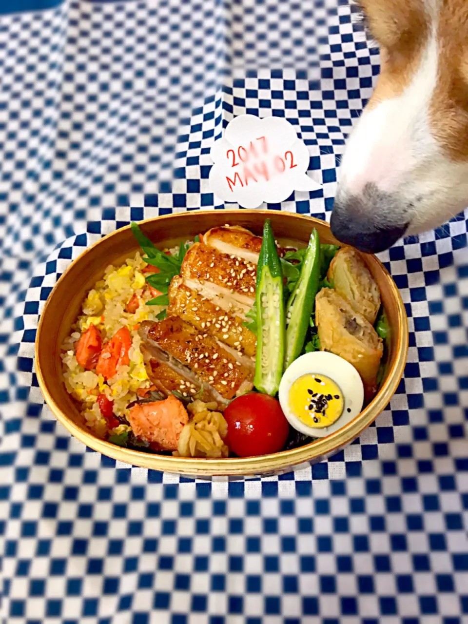 鮭チャーハン

鳥の照り焼き

春巻き

オクラのお浸し

ゆで卵

新生姜とたくあんの炒め煮

焼き明太子|mikiさん