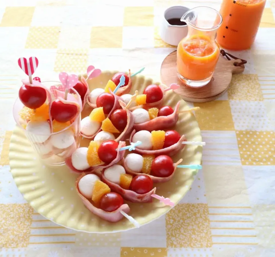 トマト、オレンジ、チーズのピンチョス～にんじんドレッシング～|kaotohananさん