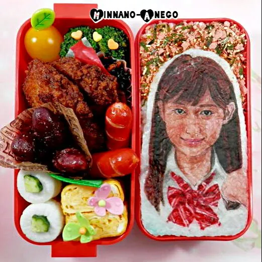 兄に愛されすぎて困ってます『美丘千雪/大野いと』弁当

 #オブラートアート
 #似顔絵弁当|みんなのあねごさん