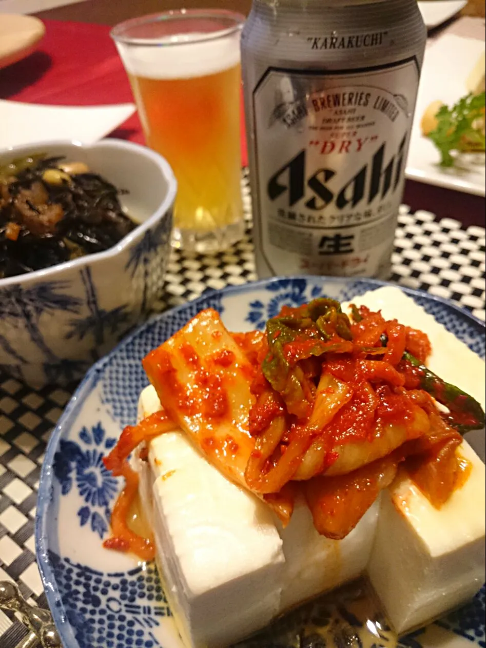 豆腐キムチ&ヒジキ初物🍴😋|ナムナムさん