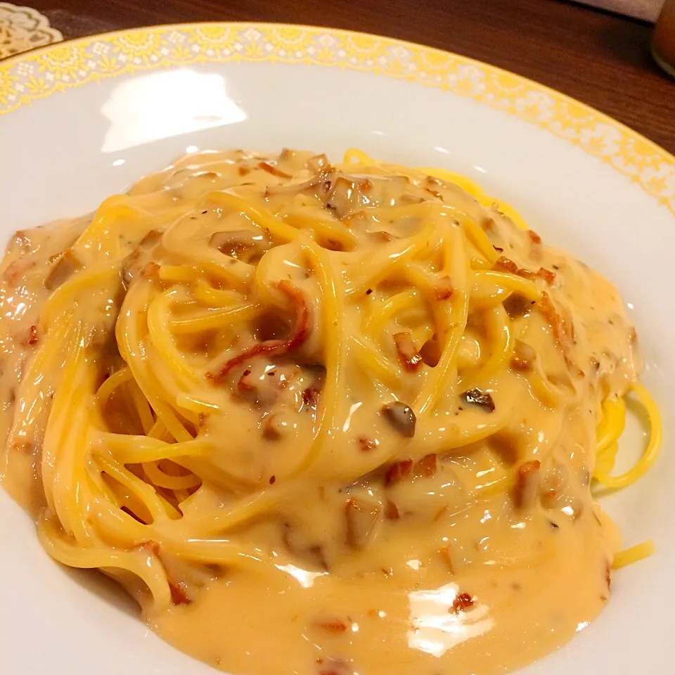 ポルチーニ茸のクリームソースパスタ🍝🍄|🍎ゆかりんご🍎さん