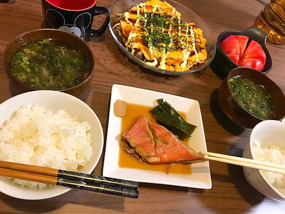 金目鯛の煮付け❤️野菜炒めの卵とじ|あたさん