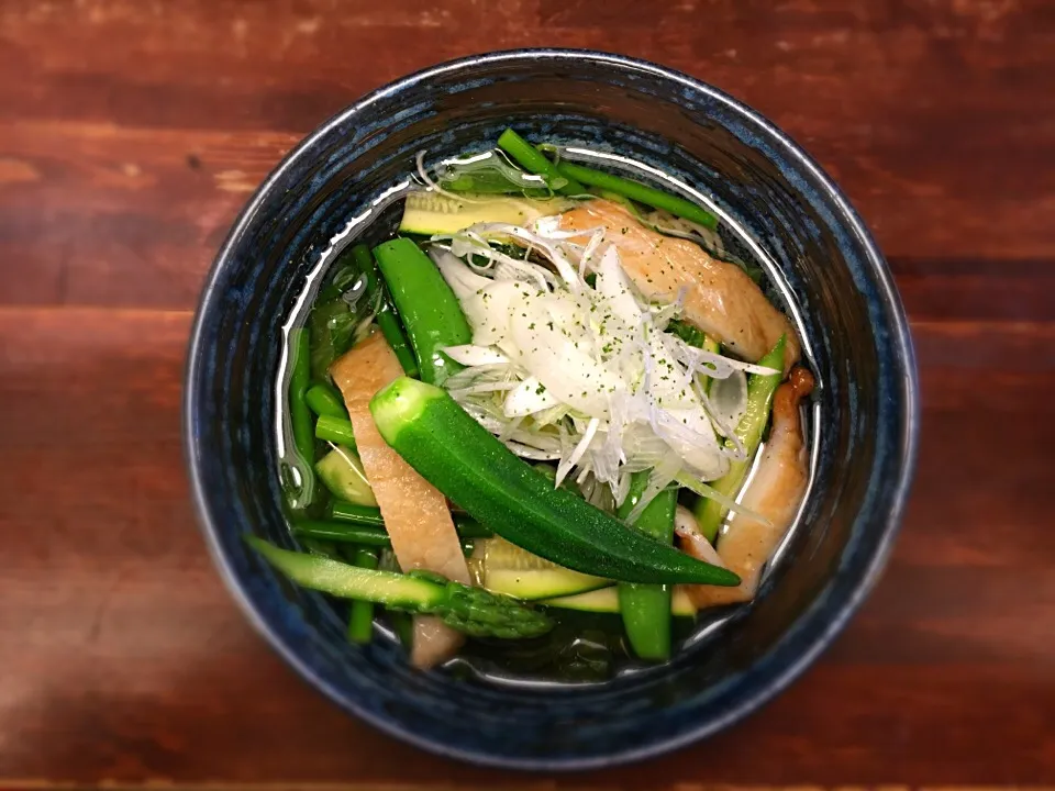 天ぷらと緑の野菜そうめん1|半田手延べそうめんの店 阿波や壱兆さん