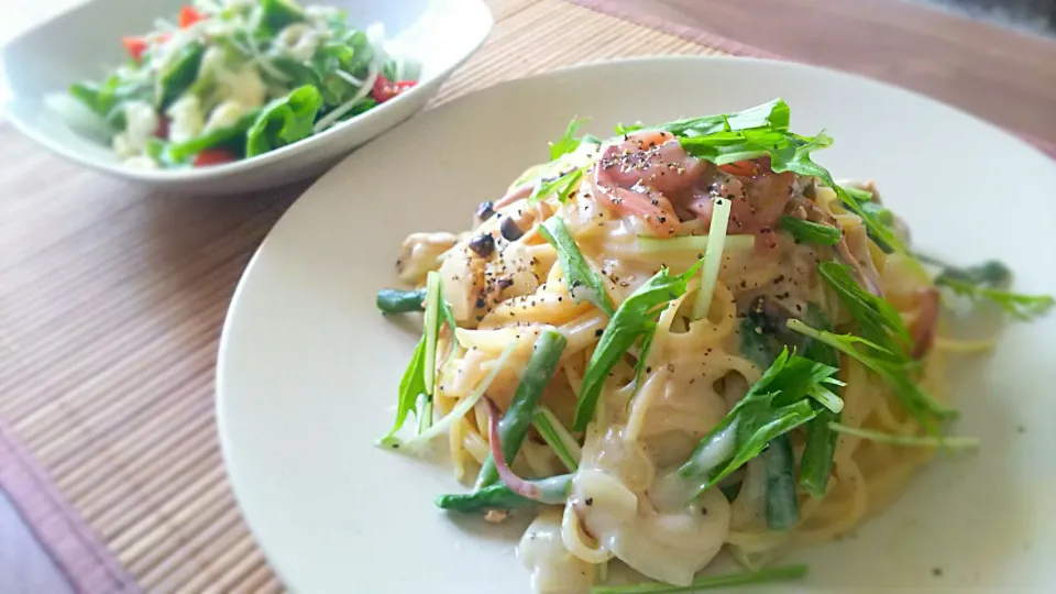 ｷﾉｺとｲﾝｹﾞﾝの塩辛わさびｸﾘｰﾑﾊﾟｽﾀ～🍝
の昼ごはん✨|kaz(*･ω･)さん