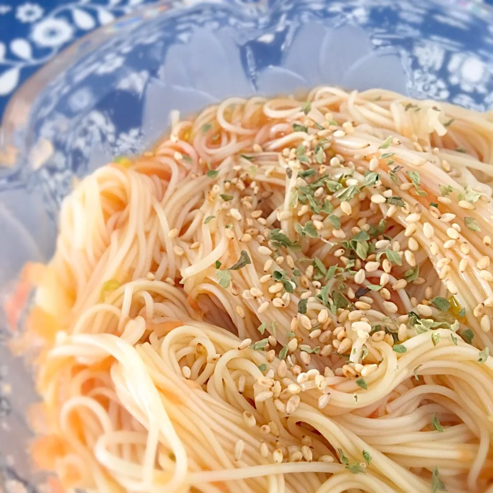 まるごとトマト🍅昆布おろしと揖保乃糸でサッパリランチ♪|Yuka Tさん