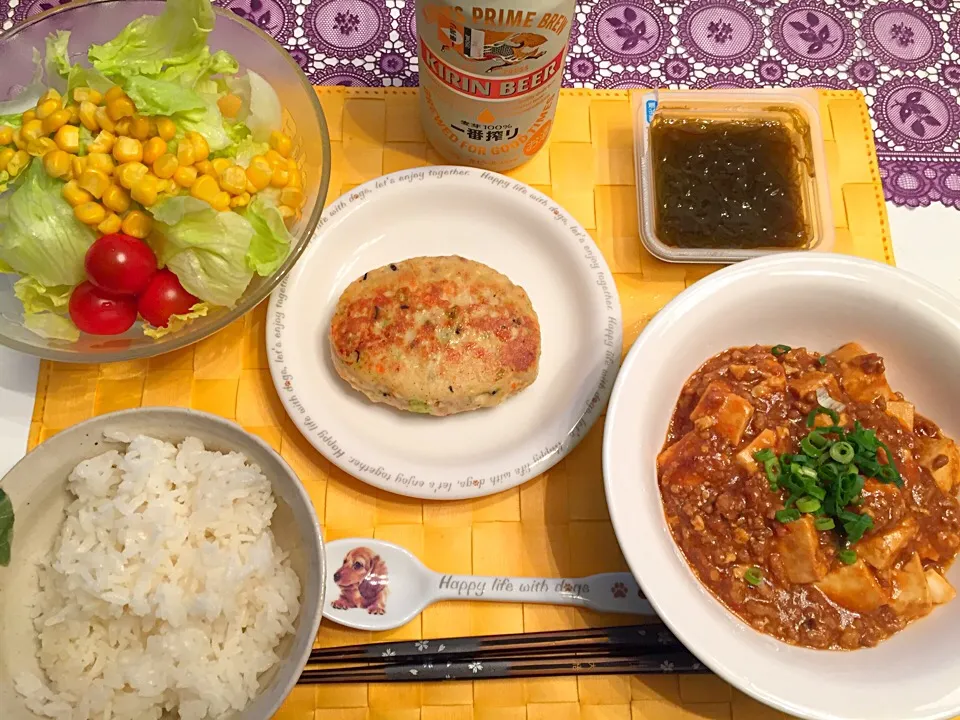 麻婆豆腐、豆腐ハンバーグ、サラダ|Kasumiさん