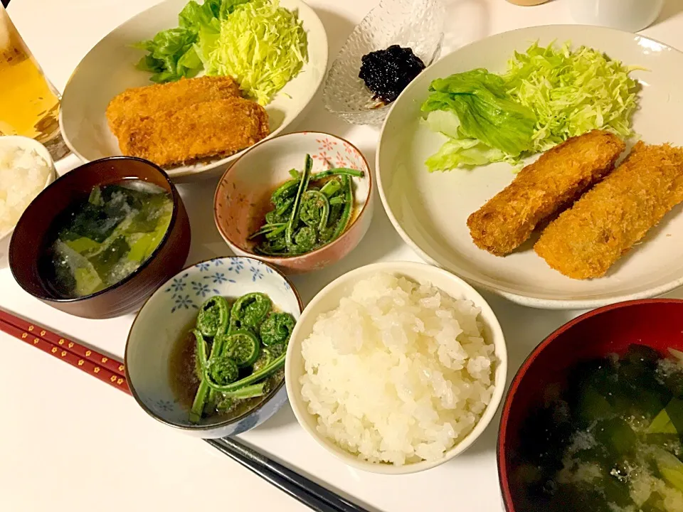 Snapdishの料理写真:#メンチカツ晩御飯|ゆりえさん