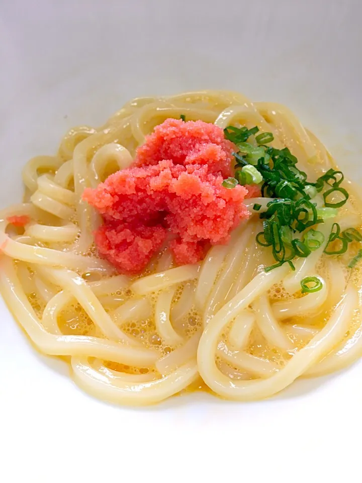 福岡土産のふくやの明太子で明太釜玉うどん♡|yumikoさん