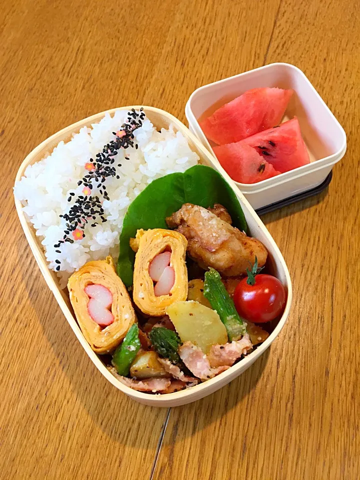 高校生息子のお弁当  ピリ辛唐揚げ弁当|まつださんさん