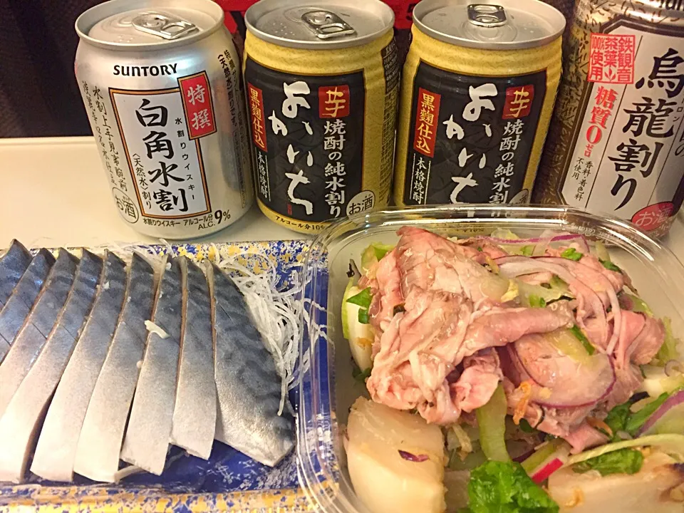 ローストビーフのワサビドレッシングサラダ、しめ鯖刺身🐟|buhizouさん