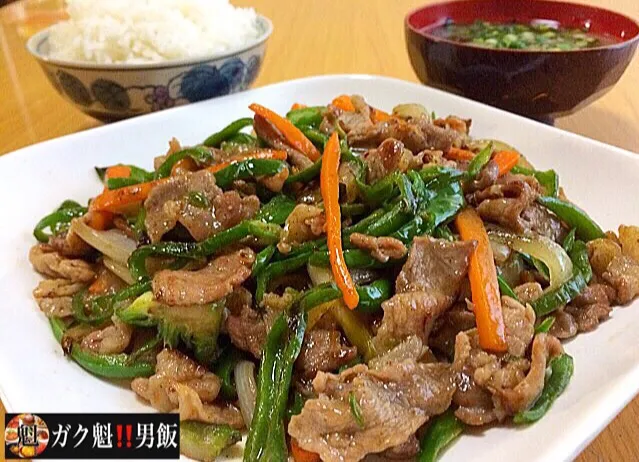 豚肉とピーマンのオイスター炒め青椒肉絲風|ガク魁‼︎男飯さん