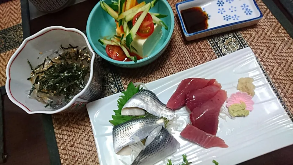 コハダ&鰹の刺身&タイ風冷奴&心太|まぐろさん