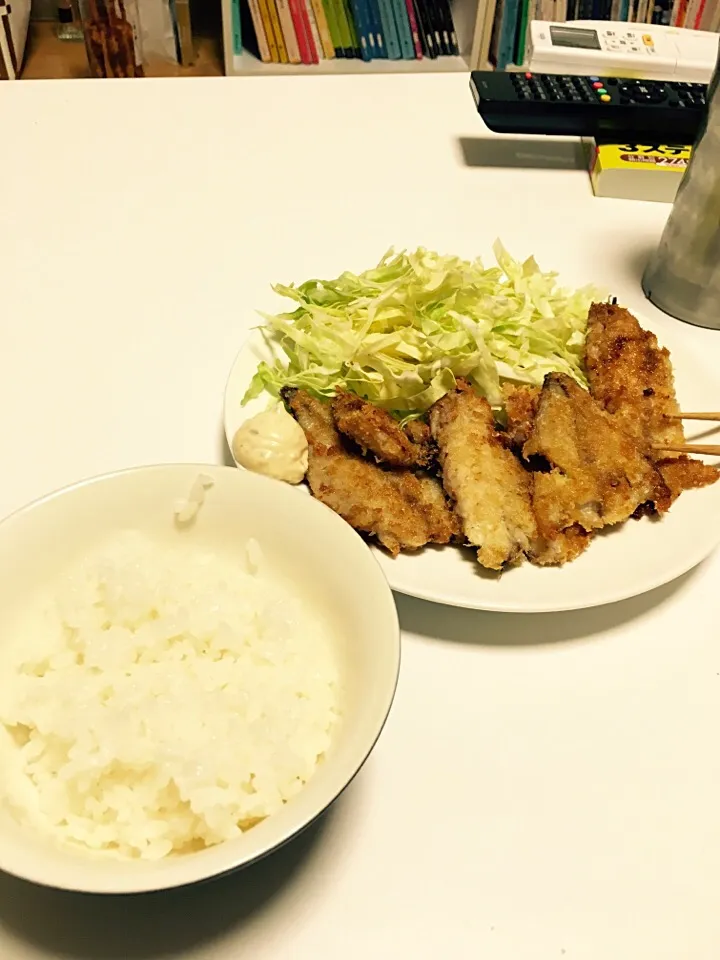 あじにかんたんパン粉をつけてオリーブオイルで焼いた。|ちょびさん