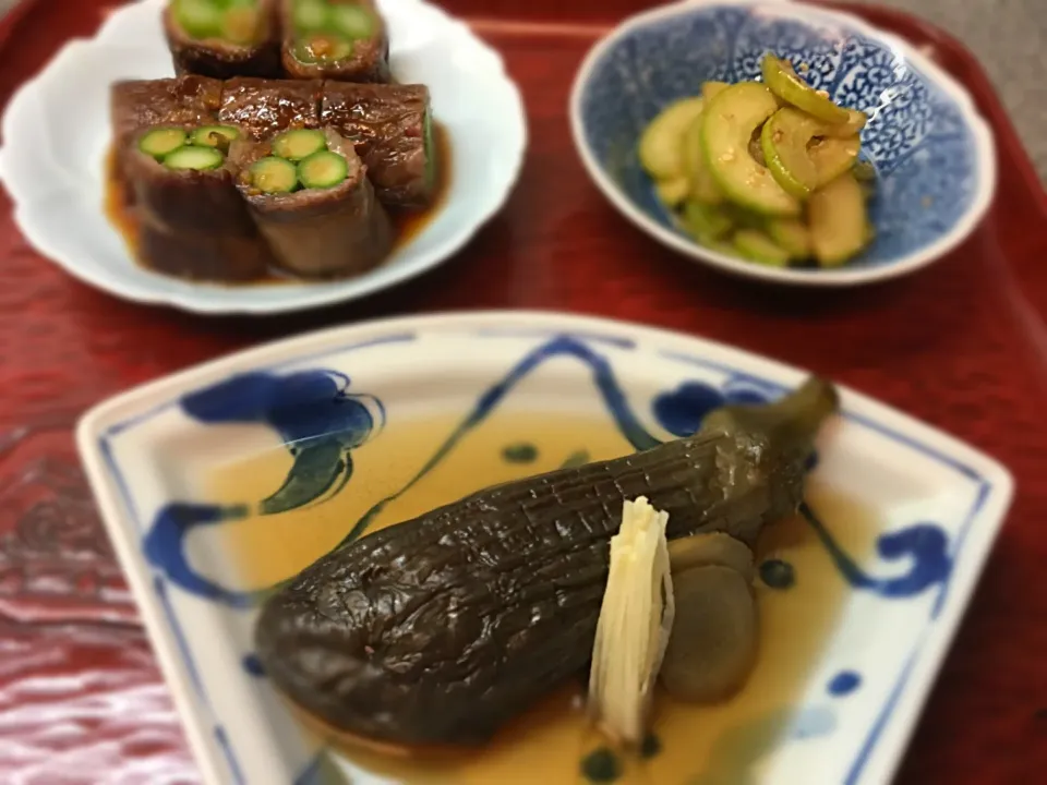 茄子ショウガ煮。白瓜ごま油いため…|こぼるさん