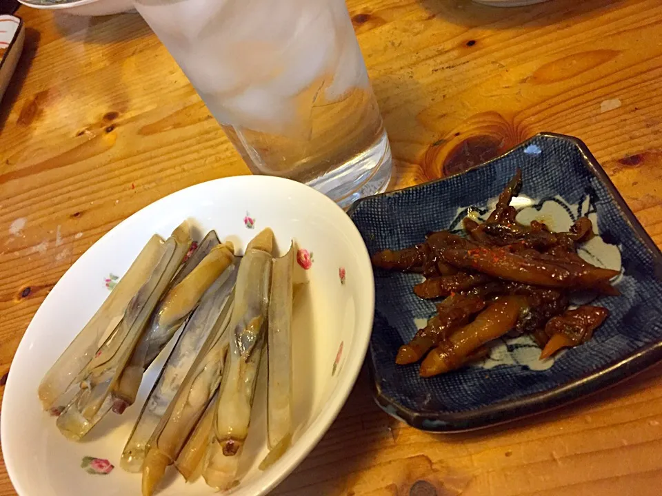 Snapdishの料理写真:今が旬、マテ貝の佃煮とバター焼き！|Kazuhiko  Satohさん