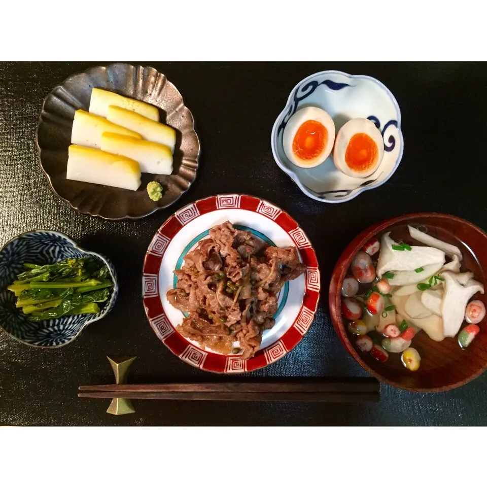 牛ばら肉有馬煮、味玉など。和定食|maruruさん