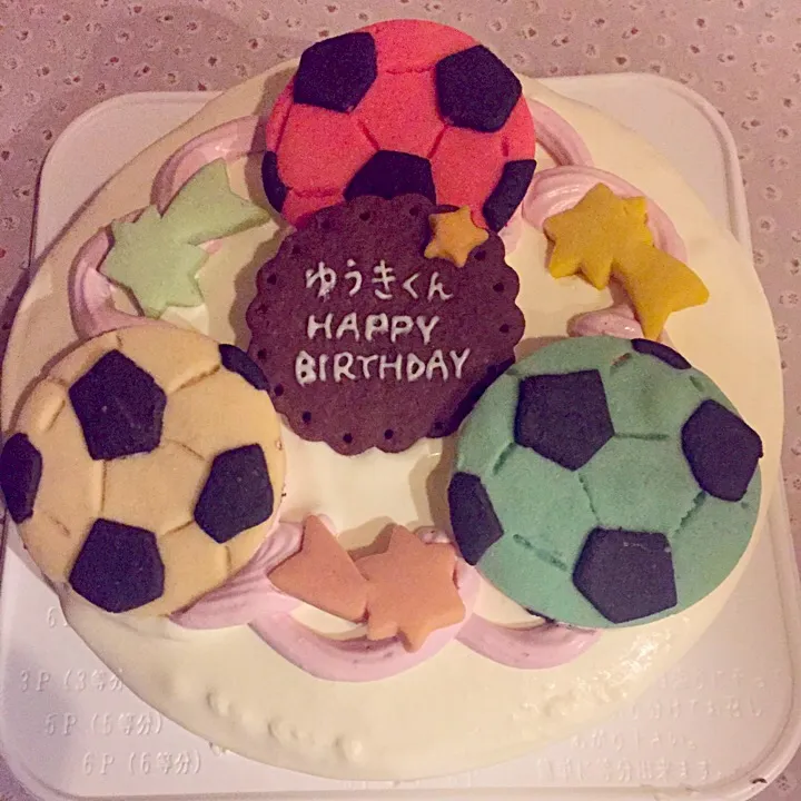 サッカー少年のお誕生日ケーキ#お誕生日ケーキ #デコレーションケーキ#ケーキ#サッカー#クッキー|サント*シャペルさん