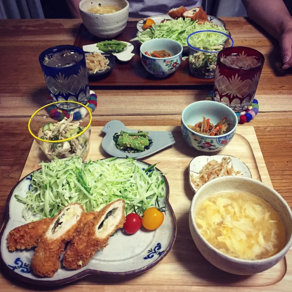 Snapdishの料理写真:#よるごはん #dinner #ささみカツ #ささみチーズカツ|はーさん