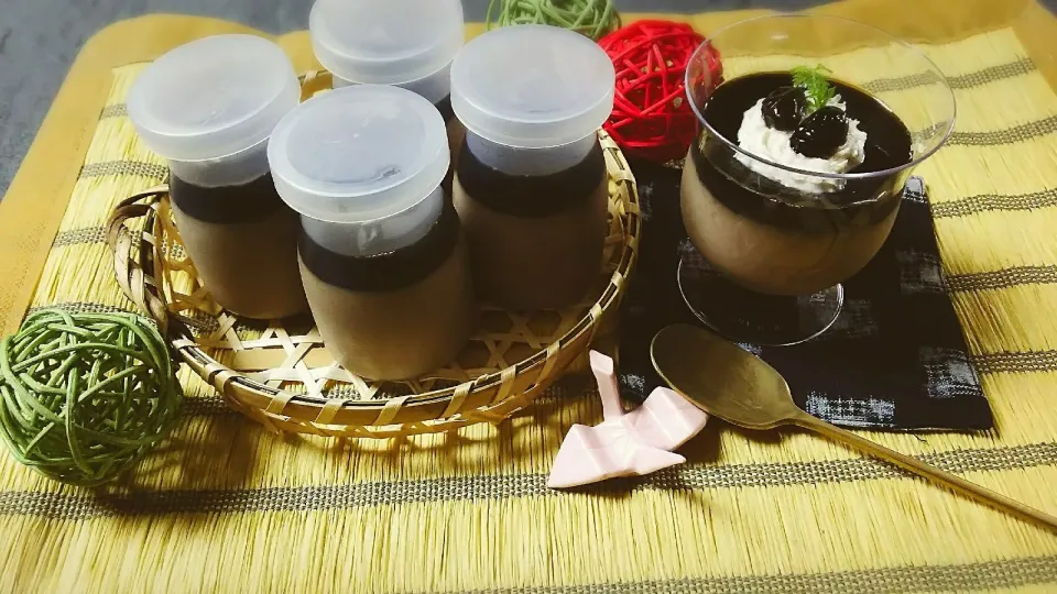 Snapdishの料理写真:キムカフェ☕黒豆豆乳プリン🍮|キム姉さん