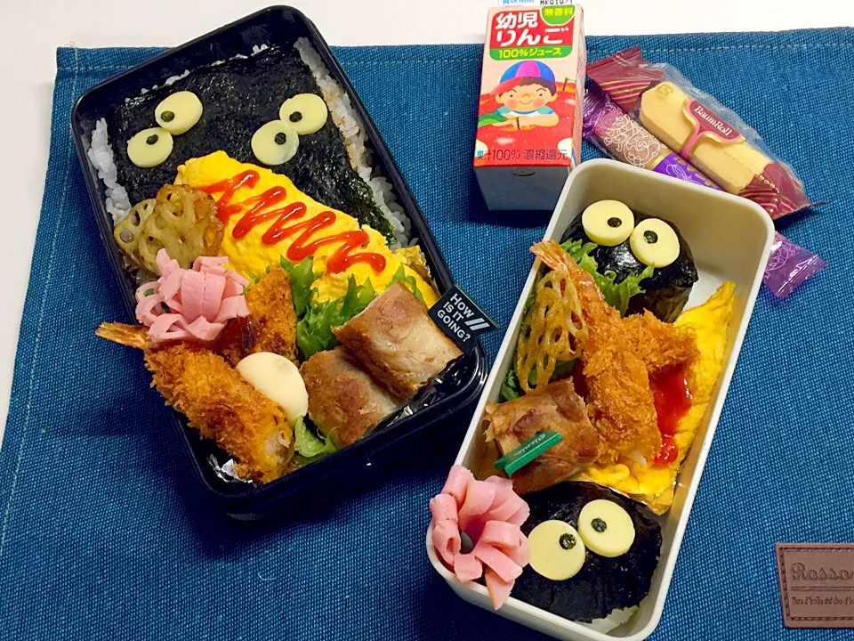 Snapdishの料理写真:パパ&次女☺︎弁当🍙|三姉妹のママさん