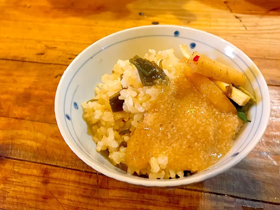 昆布の玄米炊き込み とろろめし！#亀戸養生料理高の|亀戸 養生蕎麦 高のさん