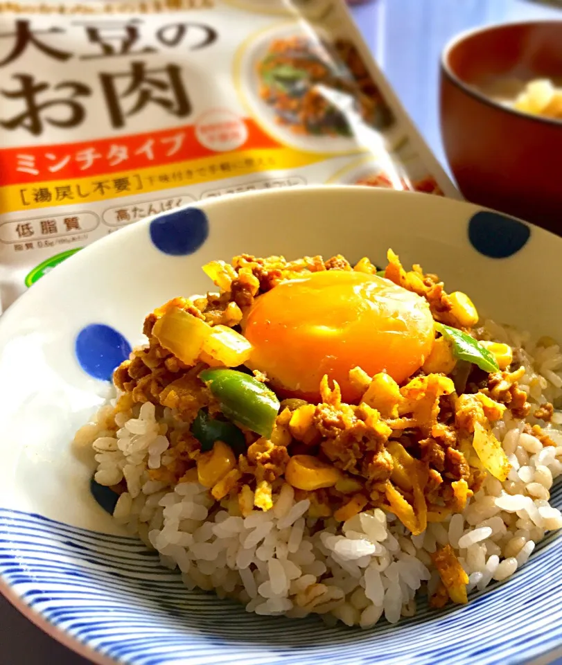 昼ごはん  マルコメさんの大豆のお肉ミンチタイプでドライカレー|砂雪さん