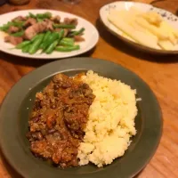 小豆と挽肉のエスニック煮込み的なヤツ、クスクス添え #クスクス #小豆|Ryokoさん