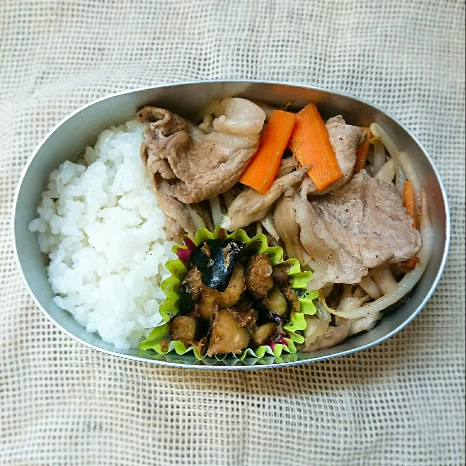 Snapdishの料理写真:肉野菜炒め弁当|jun(・x・)さん