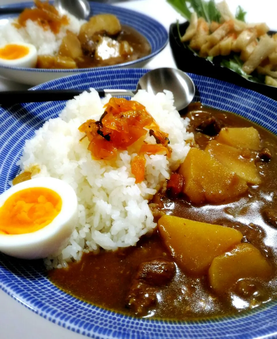 Snapdishの料理写真:マルコメさん大豆のお肉を使ったカレーライス🍛|hiroyukiさん