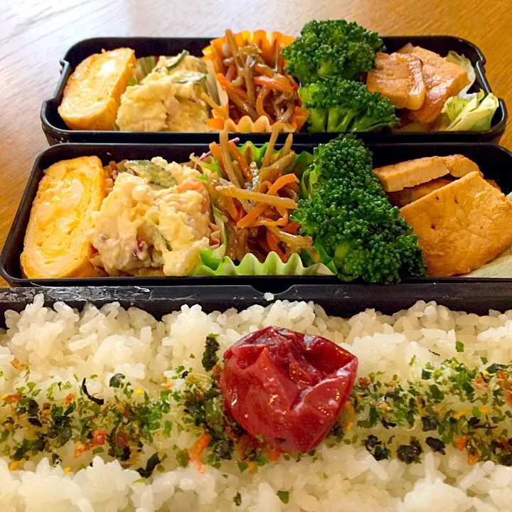 Snapdishの料理写真:今日のお弁当♡豚の味噌漬け＊きんぴらゴボウ＊ポテトサラダ＊玉子焼き＊ブロッコリー|♡I u♡さん