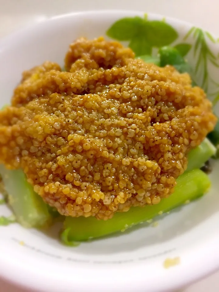 ブロッコリーの芯とアスパラガスともちキビの中華ファルシー

#つぶつぶ料理|ゆんみさん