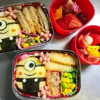 Snapdishの料理写真:ミニオン キャラ弁 簡単|びいさん