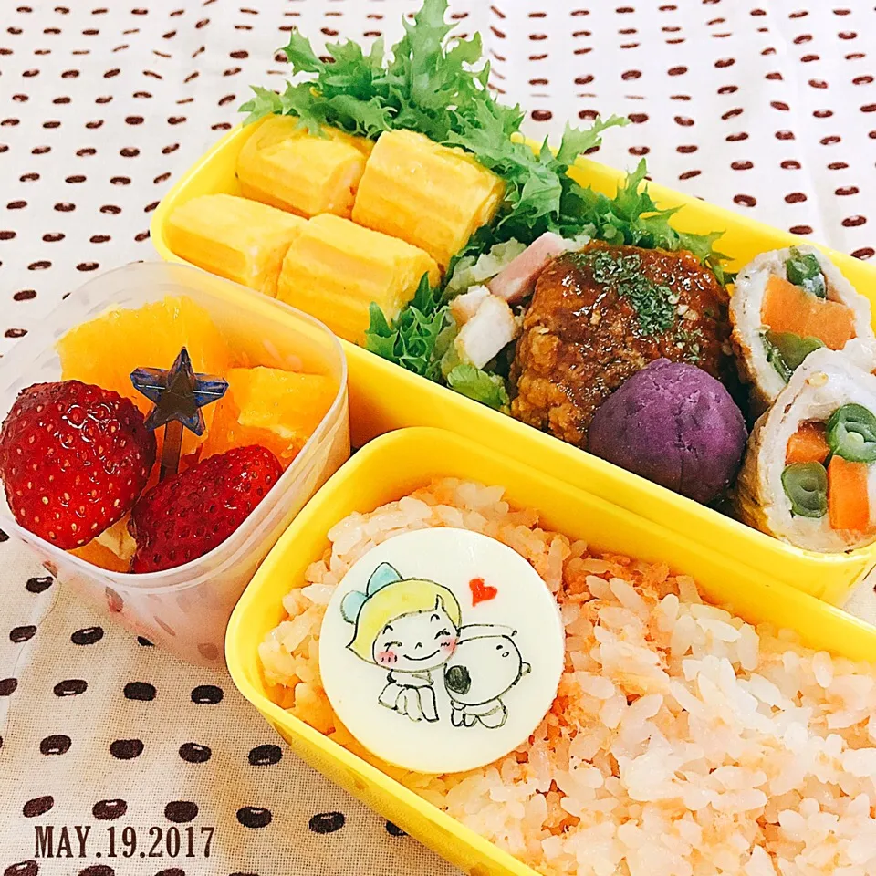 ハンバーグ弁当 #お弁当記録 #弁当 #お弁当 #キャラ弁 #デコ弁|momo31omomさん