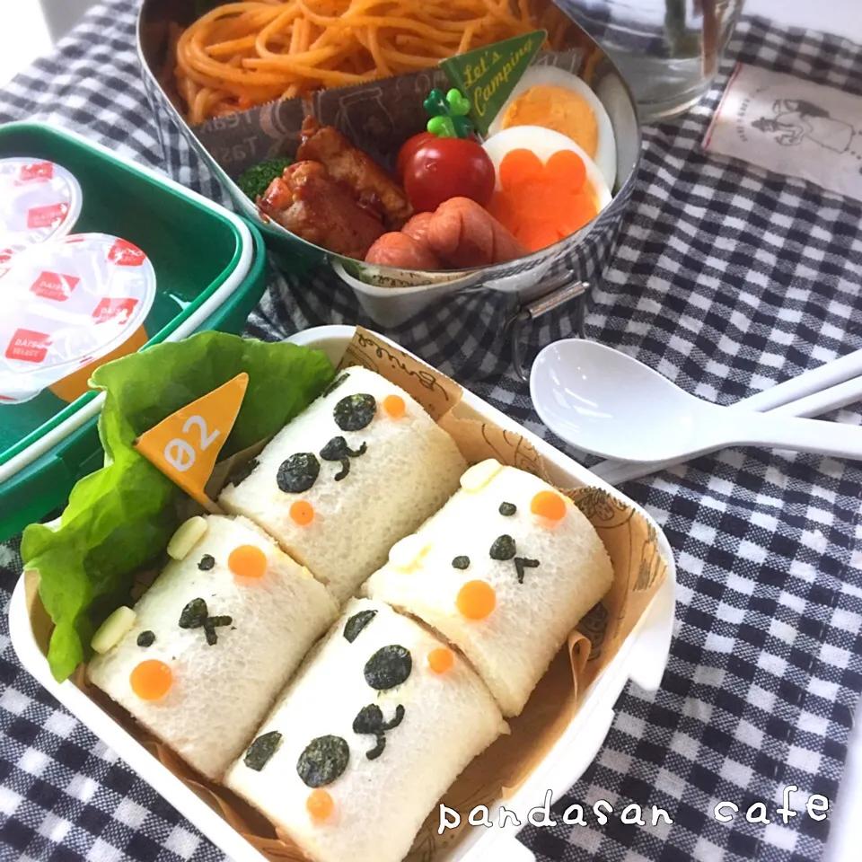 Snapdishの料理写真:JK娘のお弁当★パンダさん&くまさんロールサンド#キャラ弁 #おひるごはん #パンダ #くまちゃん|あおぱんださん