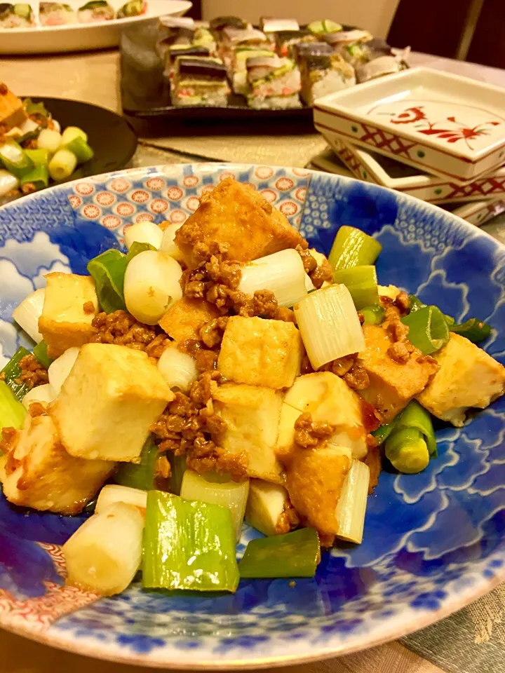 マルコメさんの大豆のお肉モニター当選❣️『大豆ミンチ肉と厚揚げ、白ネギの炒め煮💕』|paaruさん