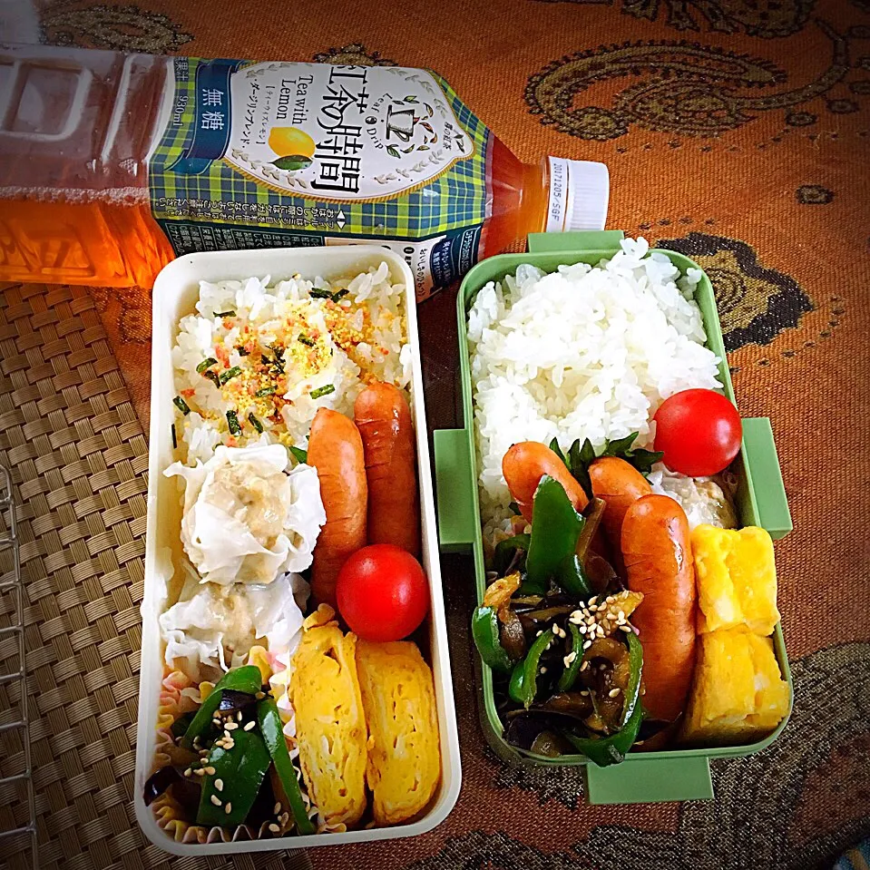 Snapdishの料理写真:#紅茶の時間 #お弁当 #お昼ご飯 

5.20 主人と次男部活弁当🍱|renharuruさん